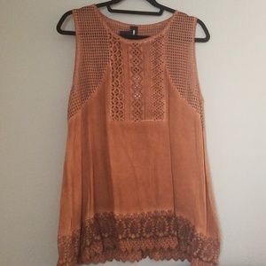 Agnes & Dora Woven Eyelet Tank SZ L SPICE BNWT